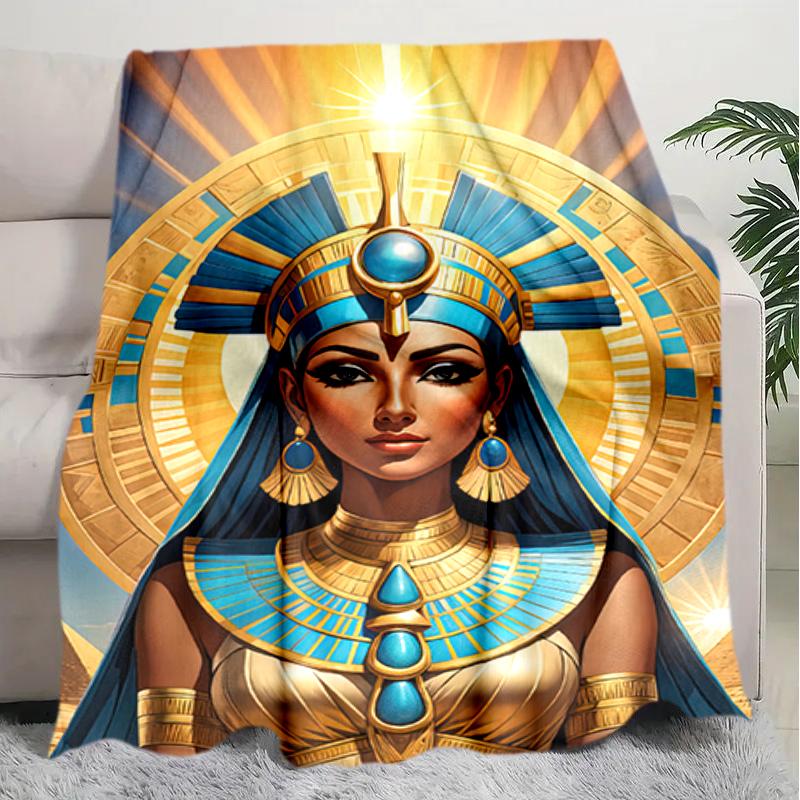 

1PC Egyptian theme printed blanket, all season lightweight home office outdoor nap multifunctional blanket A6 80cm x 120cm