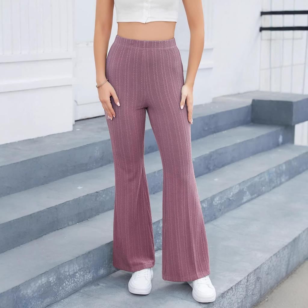2026 European Trendy Women's High-Waist Striped Micro Flare Sports Casual Pants