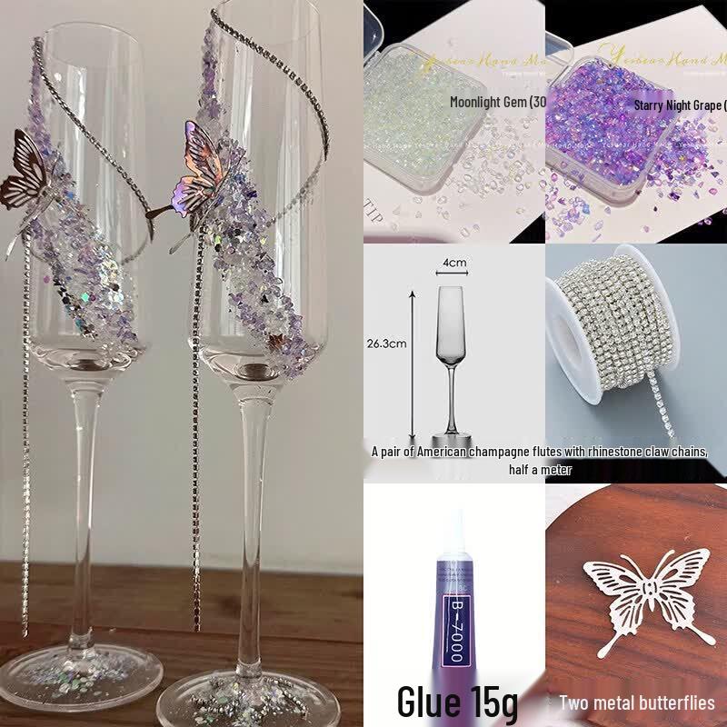 DIY Butterfly Tassel Wedding Champagne Flute Kit