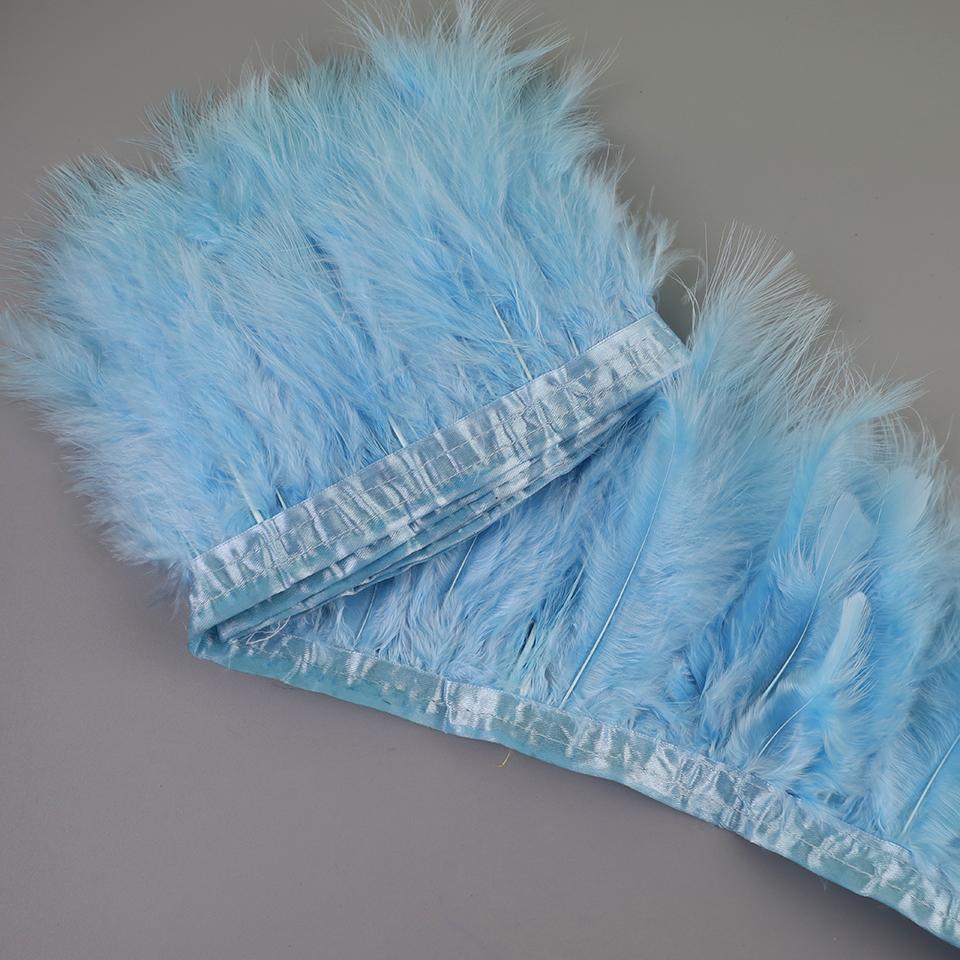 FeatherTurkey Feather Fringe 4-6inch Colorful Marabou Feather Tape for Handiwork Clothes Dress Handmade Cloth Strap Home Decoration