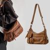 European And American Retro Shoulder Bag Hot Girl Style Motorcycle Bag Multi-pocket Messenger Bag Washed Old Style Underarm Bag