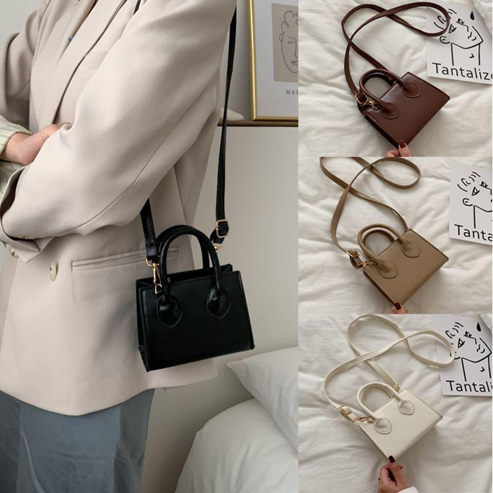 PU Leather Small Square Bag Minimalist Women's Crossbody Bag Mini Handbag  Literary Crowds