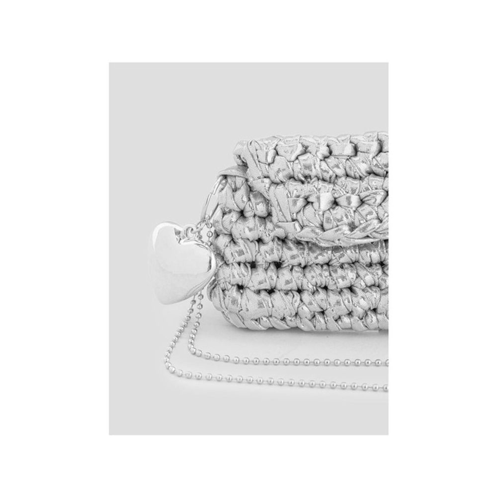 8SECONDS Silver Knitting Crossbody Keychain Gray (19578ZWY63)