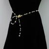 Adjustable Metallic Waist Belt Chain Necklace Adorned with Delicate Pearls for Dresses Evening Outfits or Casual Style