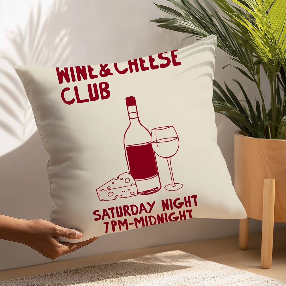 Mokkakanne Kaffee Pasta Liebhaber Wein Käse Kissenbezug Plüschstoff Weicher Kissenbezug Zweiseitiger Druck Kissenbezug Haushalt