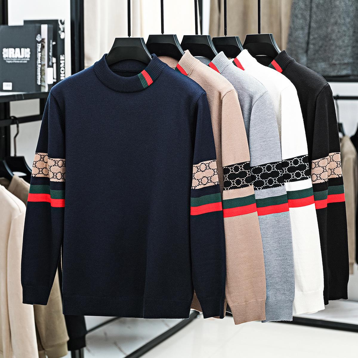 2025 Men s Warm Thick Wool Knit Sweater – Stylish Versatile Half-High Collar Knitwear XL