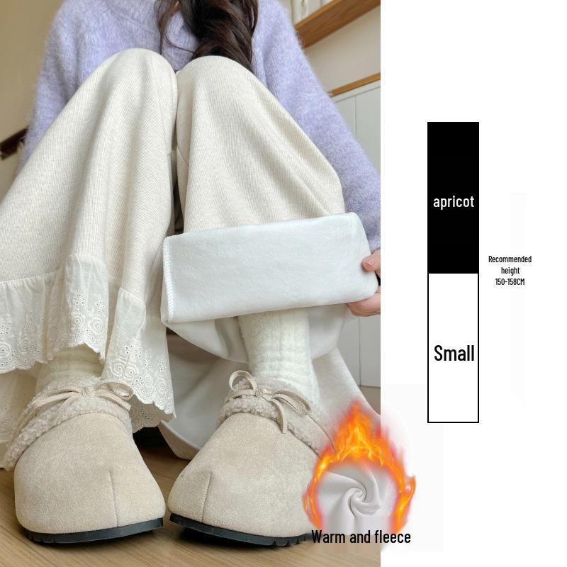 Women's Patchwork Lace Trim High-Waisted Wide-Leg Pants: Versatile, Slimming, Plus Velvet for Autumn/Winter 2025.