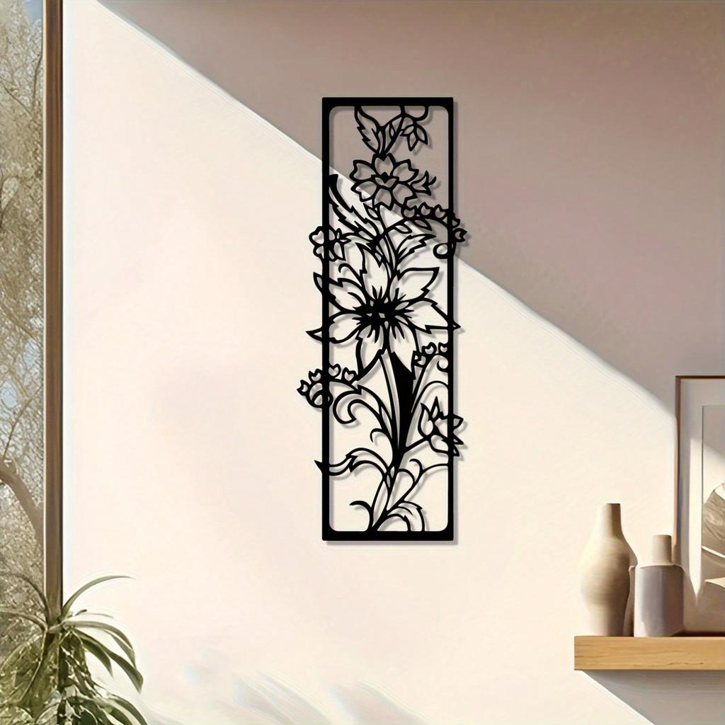 Metal Wall Art Black Iron Flower Sunroom Retro Decor