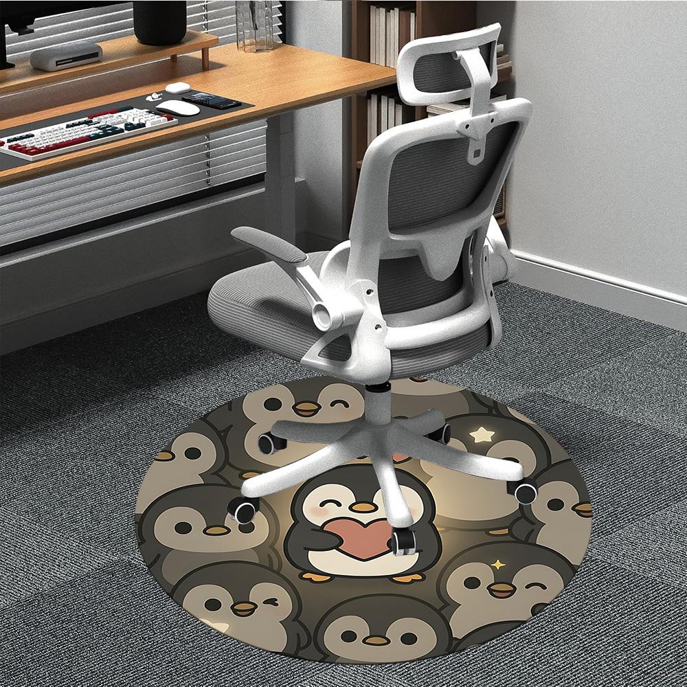 1pc Penguin Love Office Round Area Rug, Under Office Chairs Bedroom Living Room Home Decor, Room Deco, Available in Various Sizes