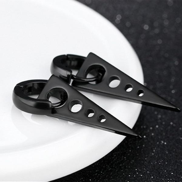 

Полые треугольные серьги-кольца из нержавеющей стали для мужчин чёрный