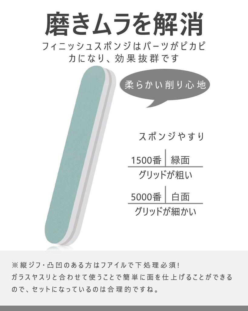 Herimo Glass File Set Selected Essential Sponge File Set for Bipla Resin Model Gate Glass File with Fine Tip [Carefully Items] Making, Processing,