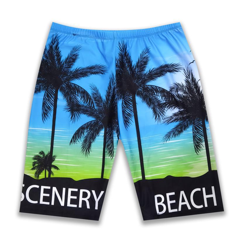 

Мужские плавки средней длины, профессиональные пляжные длинные боксеры, купальники для мальчиков больших размеров для горячих источников One Size (Weight 70-90 kg)