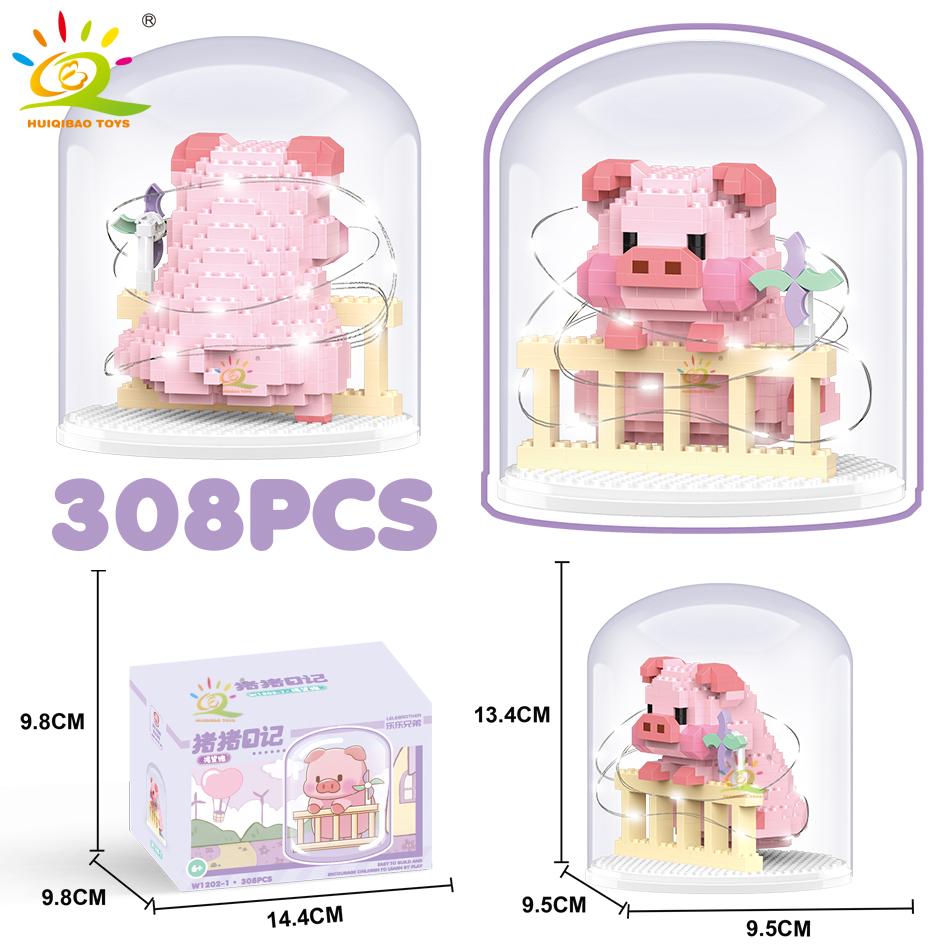 Non-Toxic Mini Cute Pig Micro Building Blocks 3D Diamond Model Animals Bricks Diy City Construction Toys For Children Kids Gift