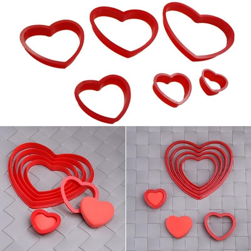 6 ks Srdce Cookie Sušenka Fondant Nářadí na vykrajování dortů Forma na výrobu cukru Sada řemesel