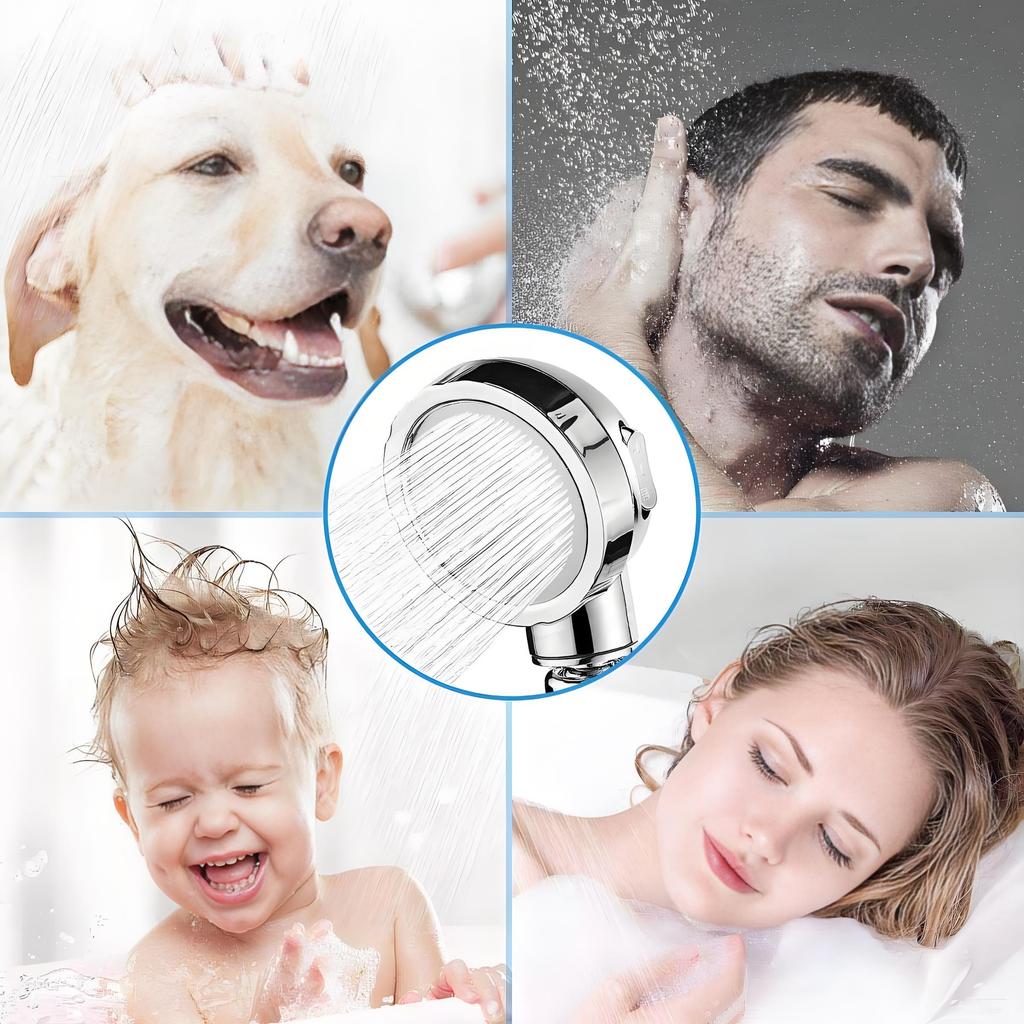 High Pressure Handheld Shower Head, 3-Spray Modes with Water Saving & Pause Switch - Detachable Shower Head for Strong Spray