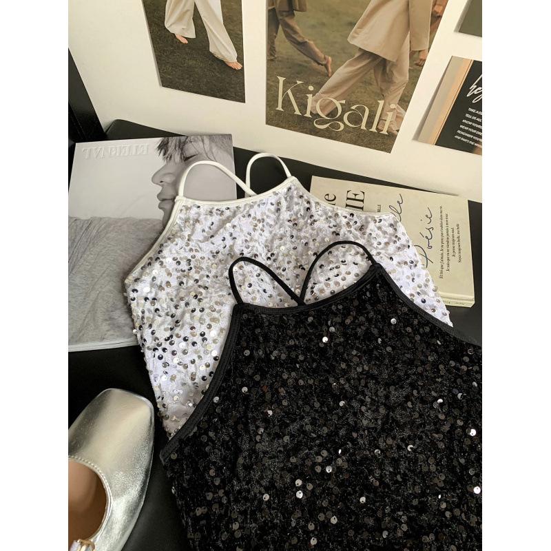 Spicy Sequin Halter Crop Top - Shiny Party Clubwear for Women