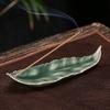 Celadon Feather Ceramic Incense Stick and Cone Holder for Zen Meditation Home Decor Aromatherapy Gift