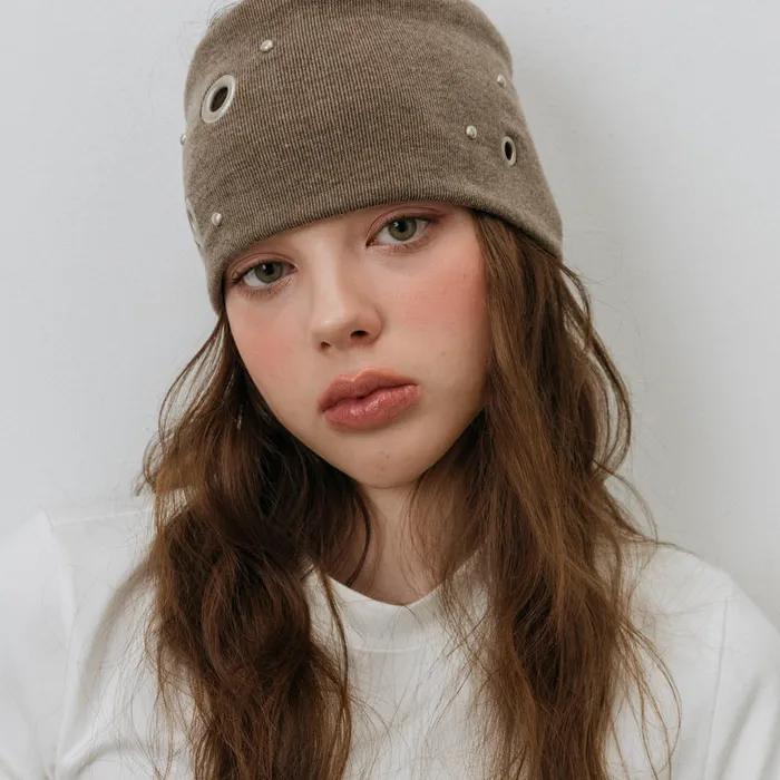 METAL EYELET WIDE HAIR BANDANA_BROWN