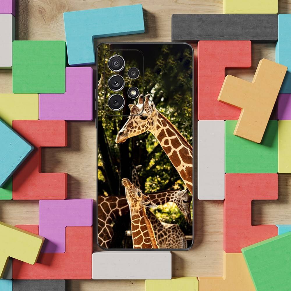 Animal Giraffe Cute Case For Samsung S22,S21,S9,S25,S24,S23,Ultra,FE,S20,S10,Plus,Lite,Soft Silicone Black