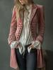 Women's Velvet Gothic Jacket Vintage Embroidered Stand Collar Metal Buckle Trench Coat Long Sleeve Vintage Outerwear