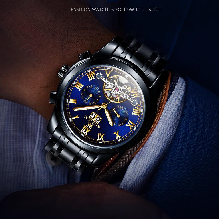 WEISIKAI 6009A Men Watches New TOP Brand Luxury Men's Watch With Box Waterproof Luminous Calendar Automatic Men's Mechanical Watches