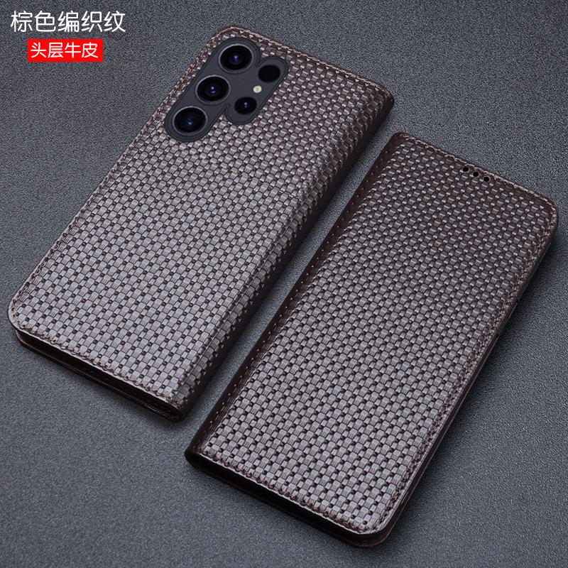 Luxury Genuine Leather Wallet Business Phone Case For Samsung Galaxy S24 Ultra Plus Cover Credit Card Money Slot Cover Holster