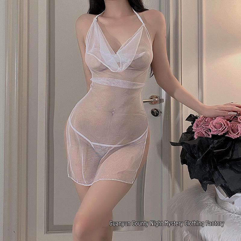 Enchantment Transparent Mesh Lingerie Set - Sexy Belly Band Pajamas for Women.