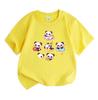 Cute Cartoon Panda Print Kids T-Shirt 100% Cotton Short Sleeve Crew Neck Casual Tee for Boys Girls Adorable Sweet Animal Pattern Soft Breathable Summe
