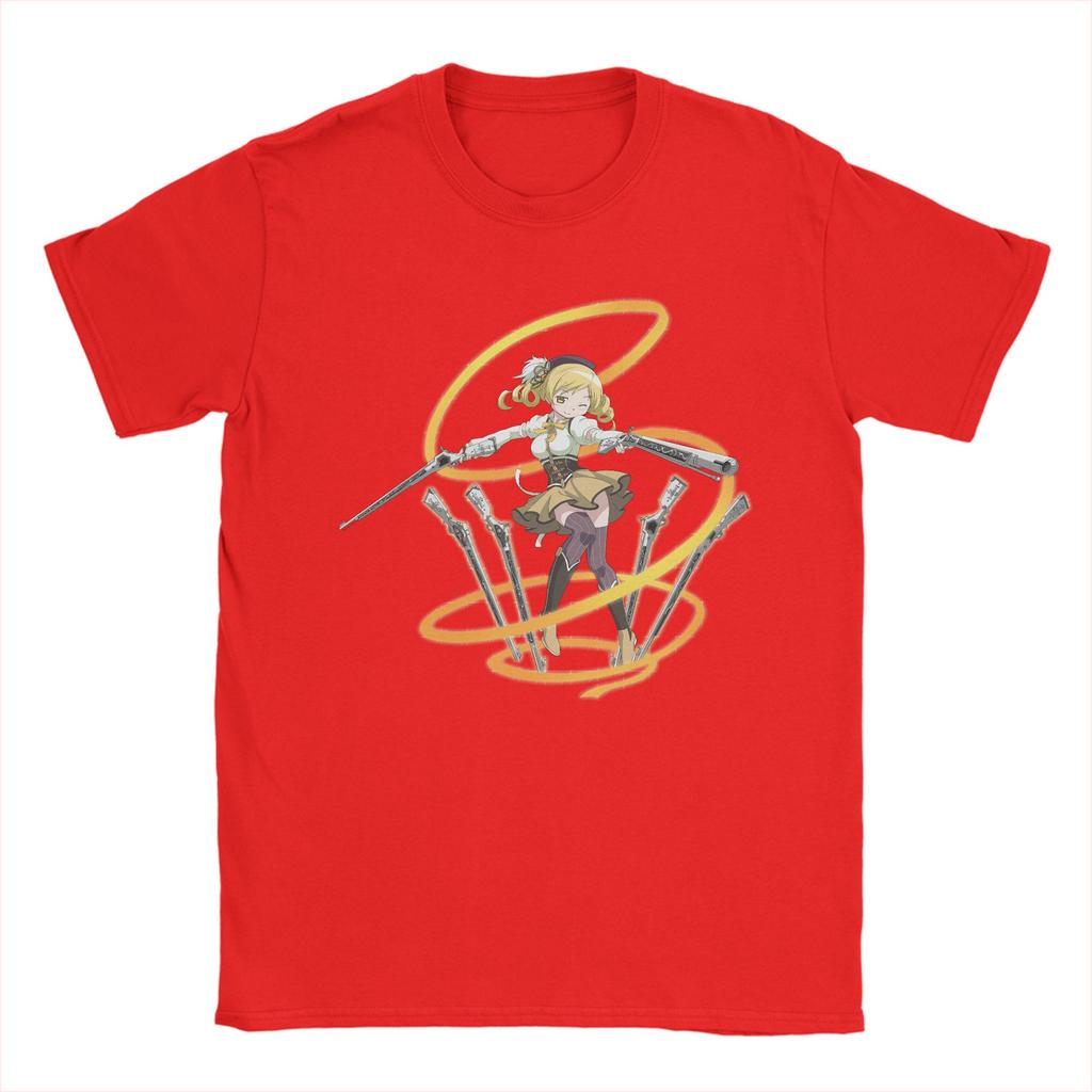 Unisex T-shirt Mahou Shoujo Mami Tomoe Madoka Magica Anime 100% Bawełna Vintage Krótki Rękaw Okrągły Dekolt T-shirty Letni T-shirt