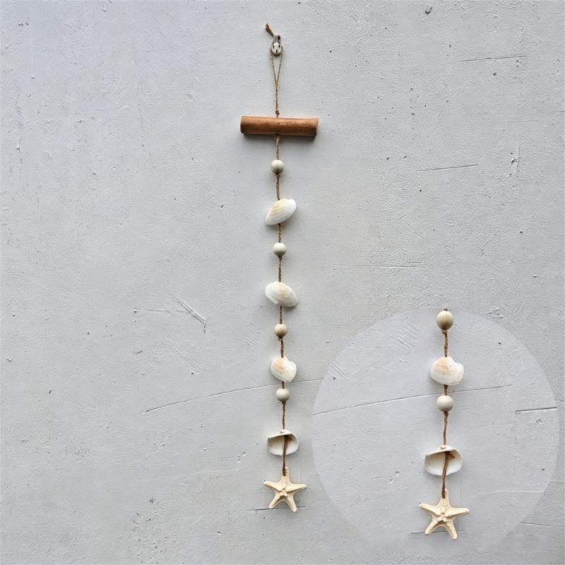 Farmhouses Beach Theme Wind Chimes With Sea Glass Shell And Wooden Accent Coastal Wall Art Hanging Pendants Decors