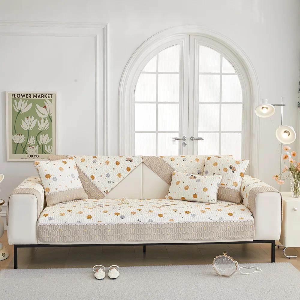 

Новый стиль всесезонный универсальный диванный коврик твил стираный хлопок противоскользящая подушка для сиденья маленький цветочный пылезащитный диванный чехол ткань 70x70cm 1pcs