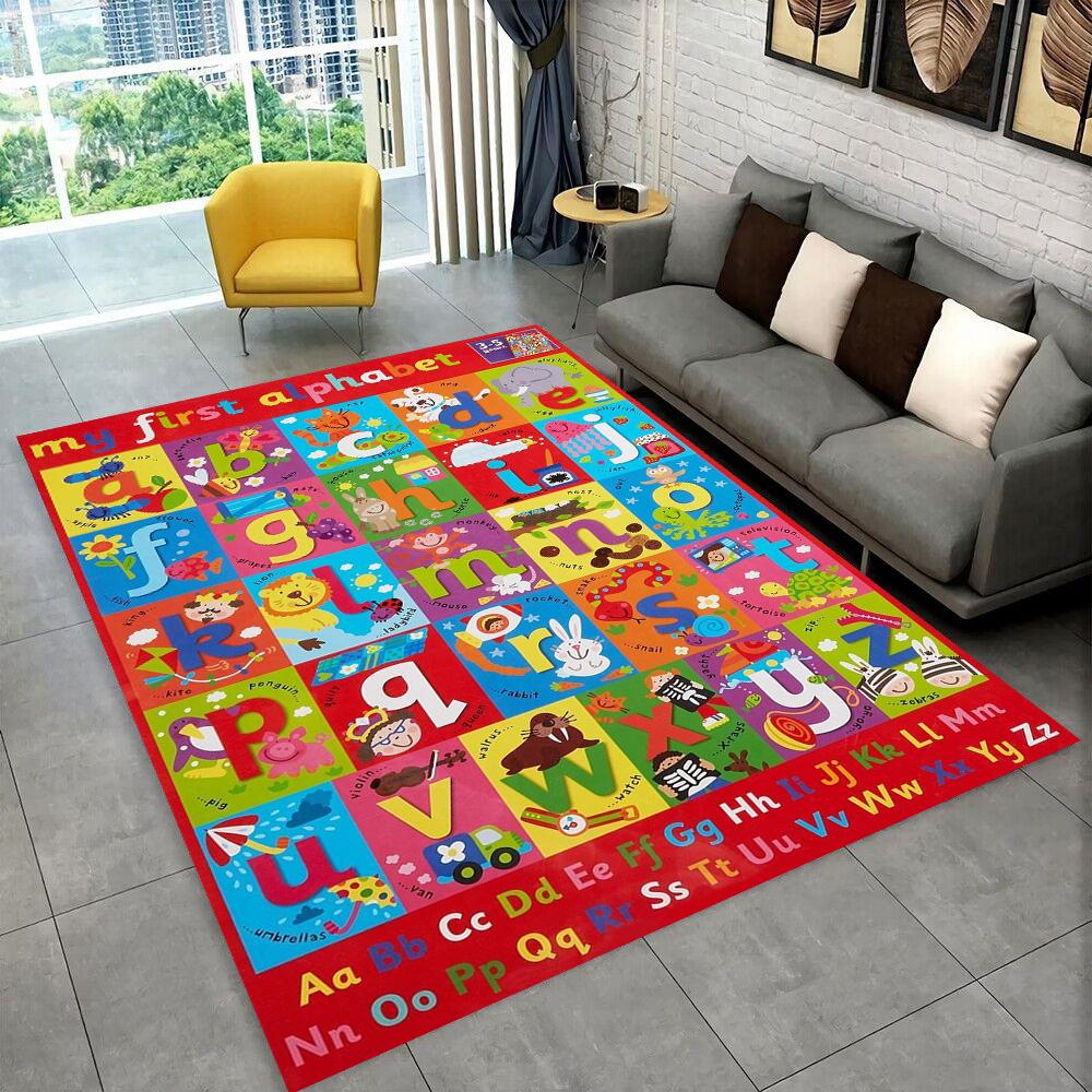 ABC-Cartoon-Alphabet für Kinder, Krabbelkinder, Spielzimmer, frühe Bildung, Teppich, Teppich für Wohnzimmer, Schlafzimmer, Sofa, rutschfeste Matte