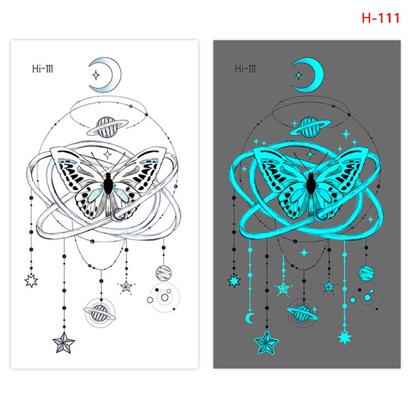 Butterfly Nightglow ajutise tätoveeringuga naiste kehakunstiga maalimise käe tätoveeringu kleebis