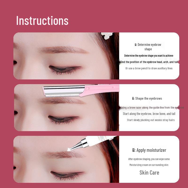 Stainless Steel Eyebrow Razor with Comb - Safe and Practical Shaping Tool