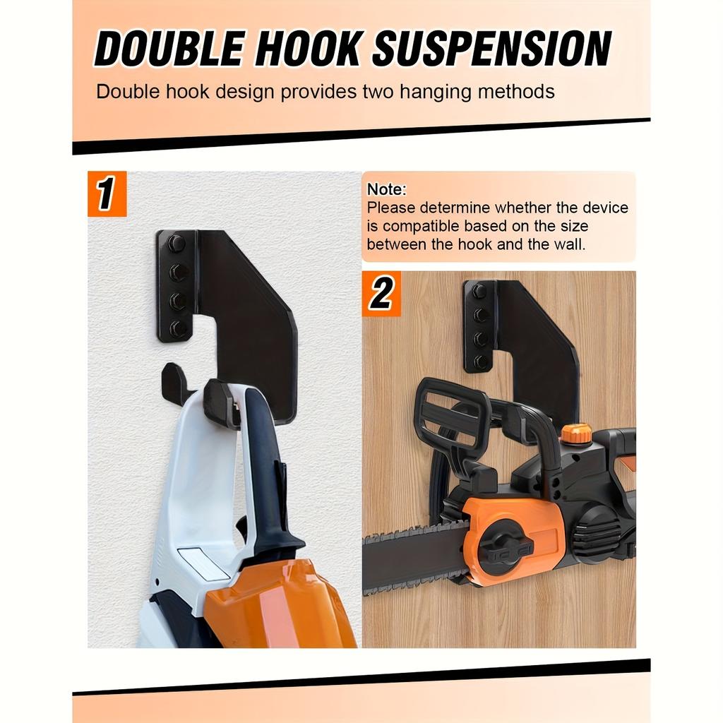 Hochbelastbarer Kettensägenhalter - Extra Großes Schwermetall Wandmontage für Garage, Vorgebohrte Löcher, Platzsparende Aufbewahrung für Garage, Werkstatt, Professioneller Einsatz