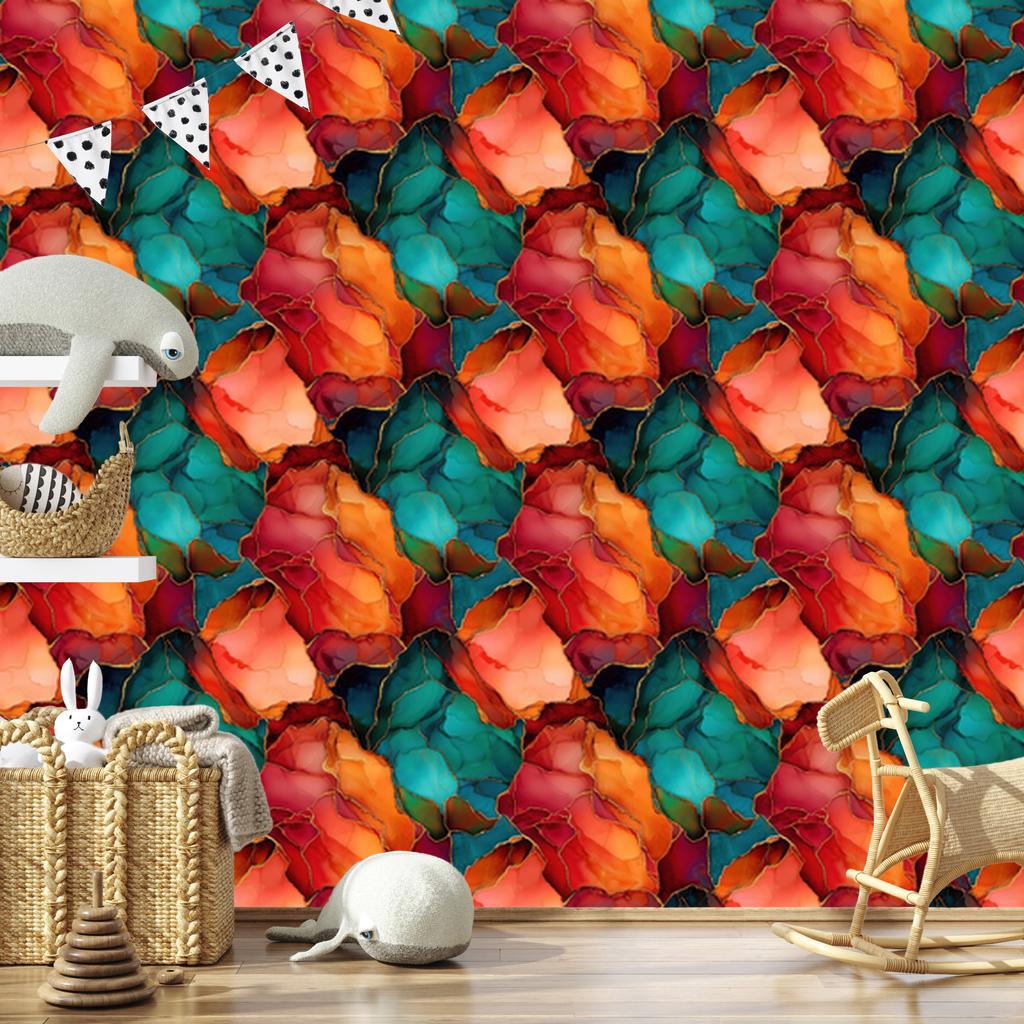 Ink Red and Peach Wallpaper for Living Room and Bedroom 50x1000