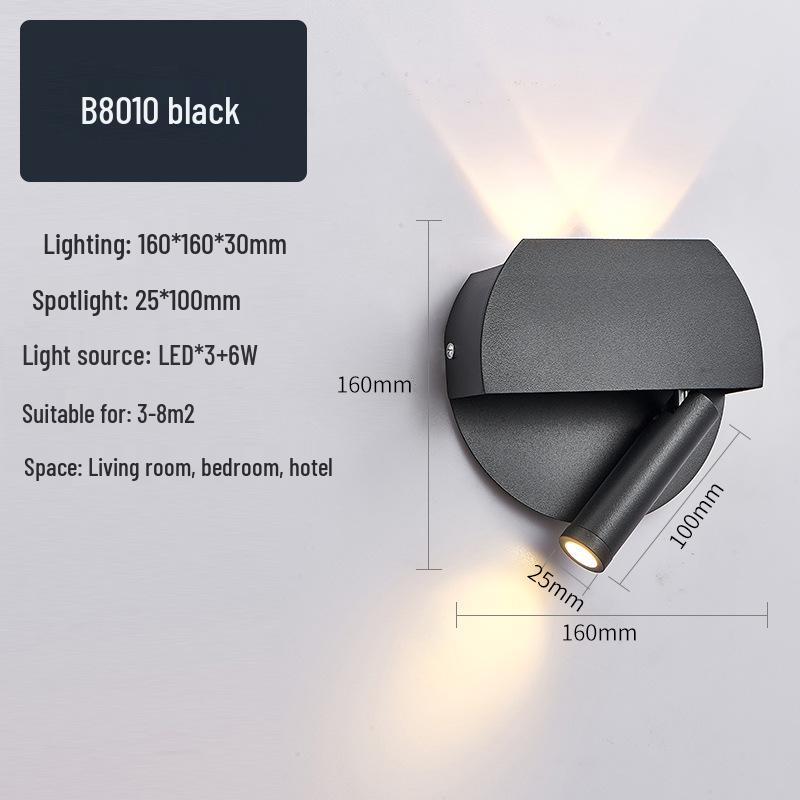 Modern Minimalist Indoor LED Wall Lamp with USB Reading Light for Bedroom or Living Room.