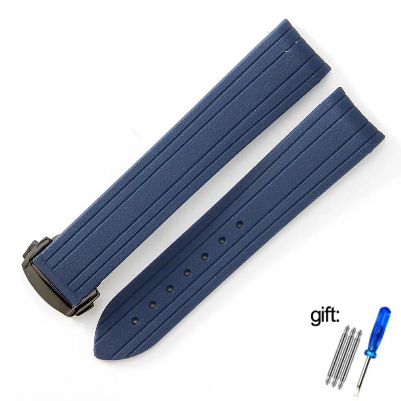 High-Quality Rubber Watch Strap For Omega New Seamaster 300 Watchband Folding Clasp Curved End Men Watches Accessories 20mm