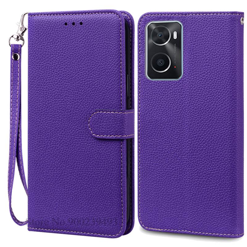 Custodia Portafoglio In PU Per Oppo A96 / Realme 9i / Oppo A36 / Oppo A76 - Flip Cover Con Slot Per Carte E Supporto - Blu