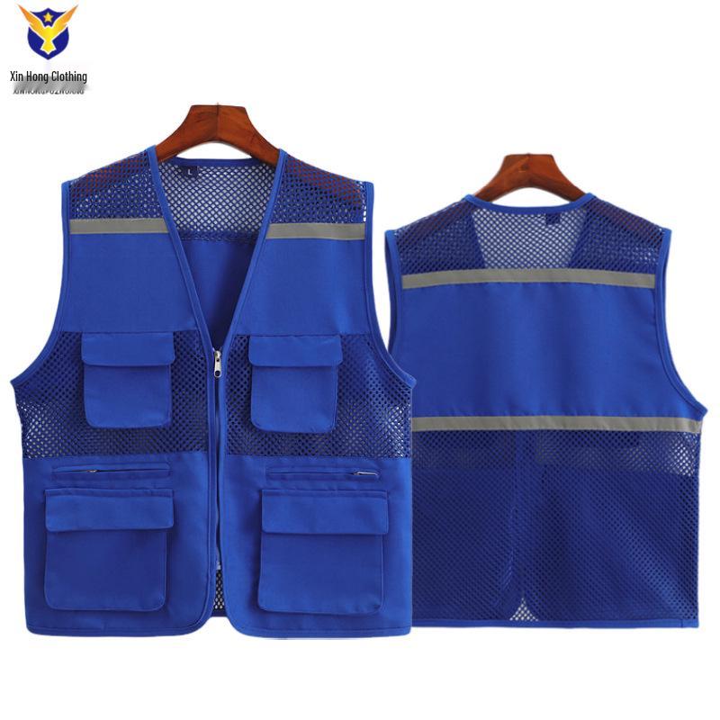 

Custom Logo Mesh Reflective Vest with Multi-Pockets for Advertising and Volunteer Work M темно-синий
