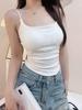 Pleated Slimming Tank Top with Chest Pad – Breathable Women's Casual Bandeau Top