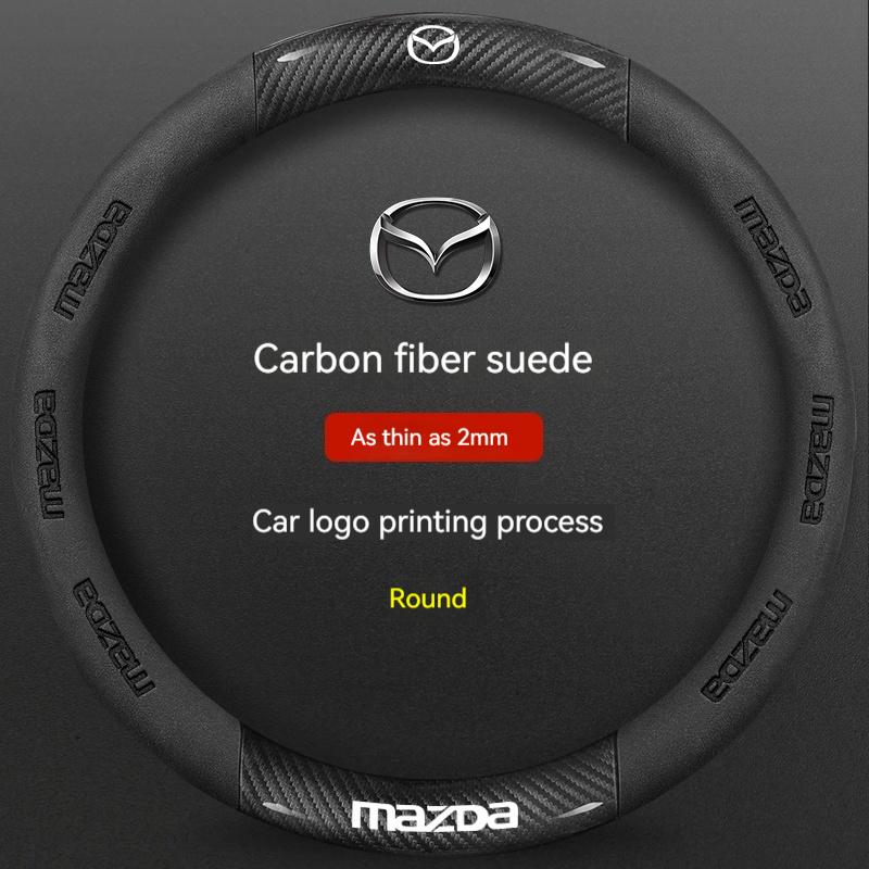 

For Mazda 3 5 6 SKYACTIV Axela Atenza CX30 CX5 CX8 CX9 MX5 RX8 RX7 BT50 Carbon fiber Leathe Car Steering Wheel Cover Accessories