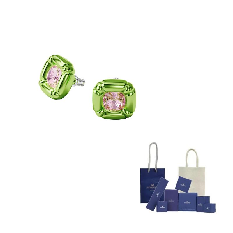 Swarovski Dulcis Stud Earrings Womens F-Original Brand Box And Bag зелёный