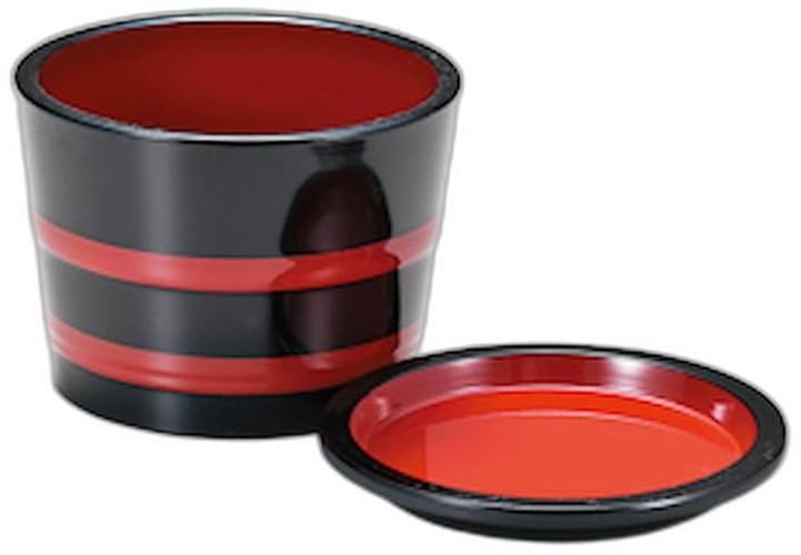 soup black with vermilion trim and red interior condiment x x Soba Setomonohonpo Bucket-shaped container, (with dish) [9.5 9.5 7.2cm] cup, resin,