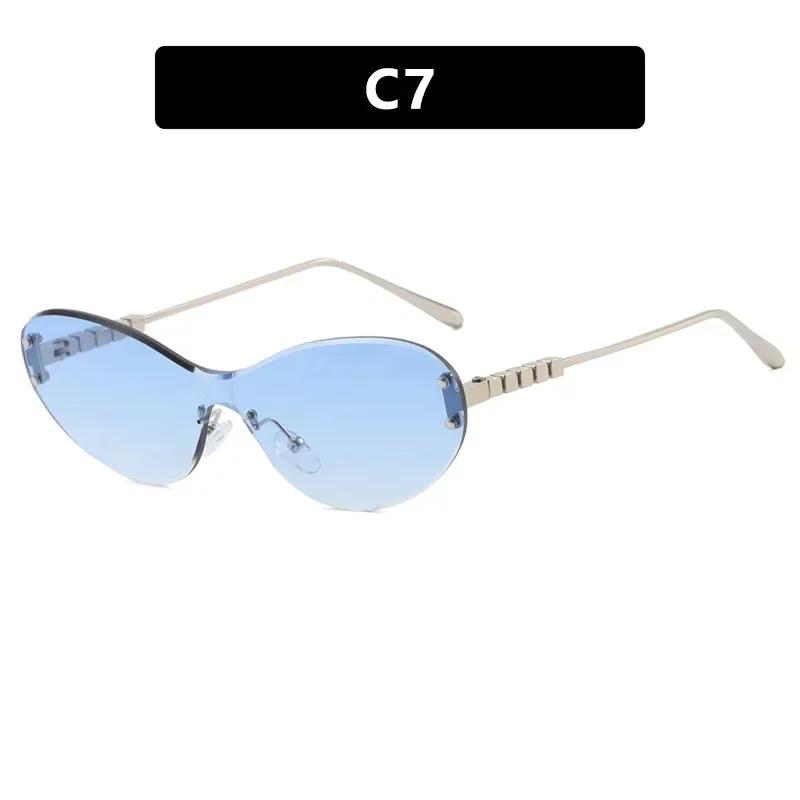 Rimless Sunglasses With Thick Lenses Women High End Luxury Uv Protection Outdoor Travel Beach Shades Eyeglasses Protect Eyes