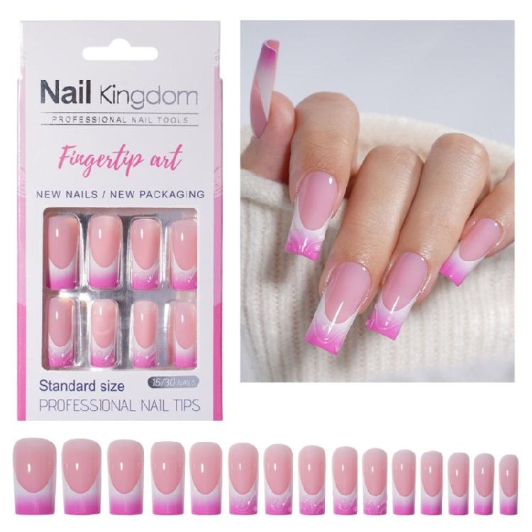Lange Quadratische French Tip Press-On Nägel Glänzende Acryl-Fingernägel Künstliche Nägel 30 Stück Professionelle Nagelkunst Für Frauen