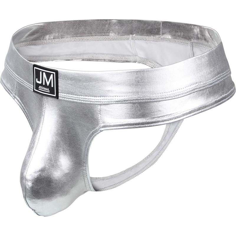 String JOCKMAIL Einfarbig Hochglänzend Reflektierendes Material Sexy Herren String Unterwäsche Männliche Club Tanz Kleidung T-Back Unterhose