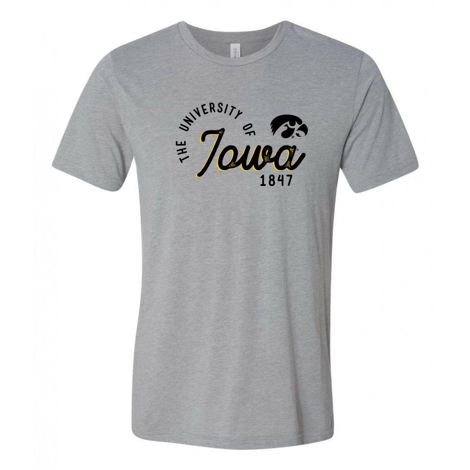Iowa Hawkeyes Sunshine Script Canvas Triblend T Shirt - Athletic Grey M