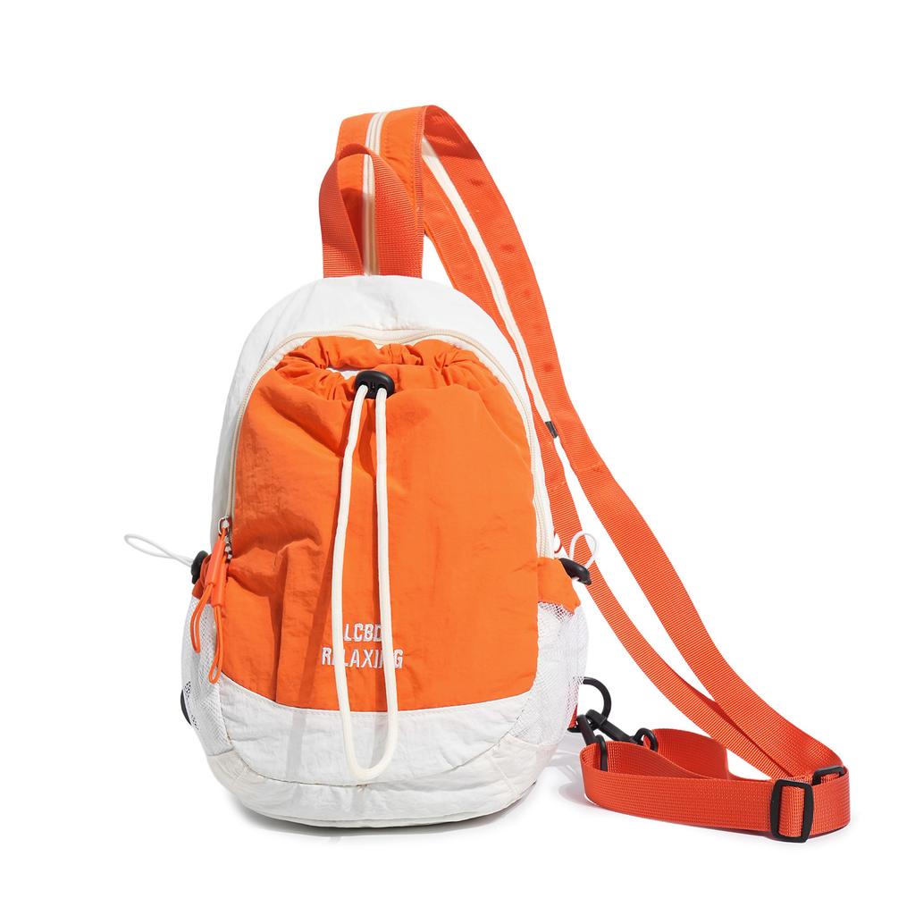 Schoolbag Backpack Contrast Color Large Capacity Messenger Bag Versatile Water Cup Bag Outdoor Hiking and Cycling Camping Leisure Backpack Breast Bag