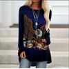 Round Neck 3D Ethnic Style Printed Top Fashionable Casual Long Sleeved Women's T-shirts